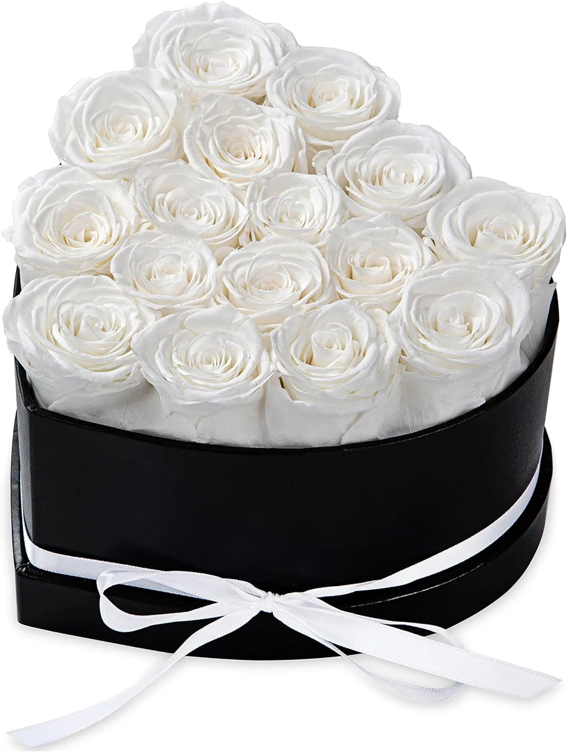 16PCS Natural Peserved Rose Eternal Forever Real Roses Heart Shape Box Immortal Flowers Mothers Valentines Day Gifts Home Decor