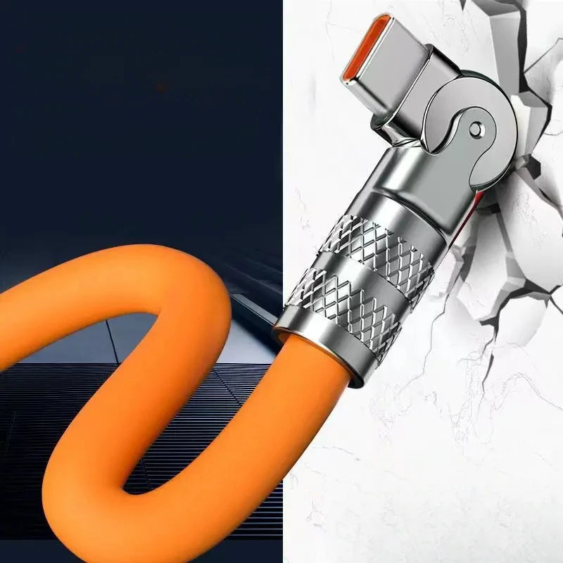 120W 7A fast charge USB C to Type-C cable 180 ° rotation liquid silicone cable for iPhone Xiaomi Redmi honor phone charger