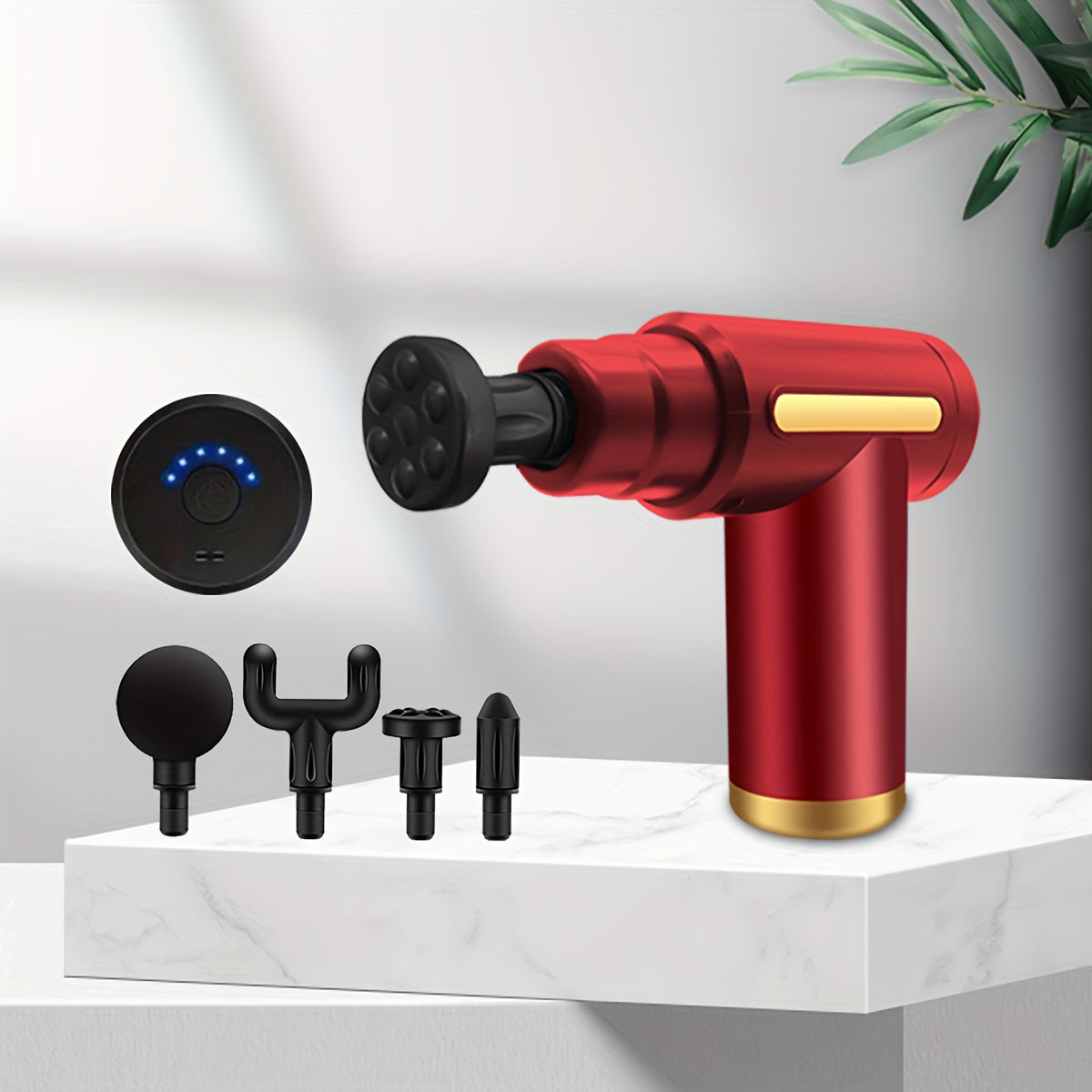 Electric Massage Gun For Athletes Ultra Silent Brushless Motor LED Screen 4 Heads USB Rechargeable