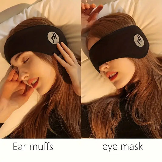 Noise Cancelling Sleep Mask With Ear Muffs For Light Sleepers - Adjustable Soft Polyester Face Coverage, Battery Free