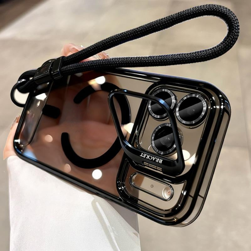 Phone Case: Phone Case Suitable for IPhone17pro Case Lanyard Camera Bracket Magnetic Case for iPhone 17 Pro Max 15 16 12 11 13 14 Plus Wrist Strap Hard Cover