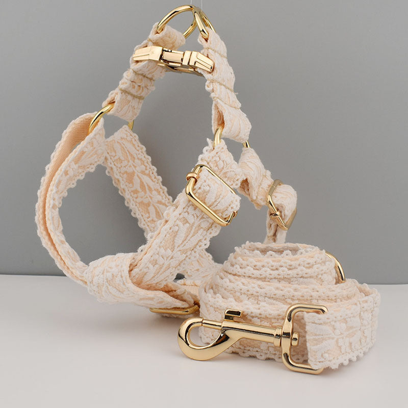 Leaf Lace Strap Gold Buckle Pet Supplies