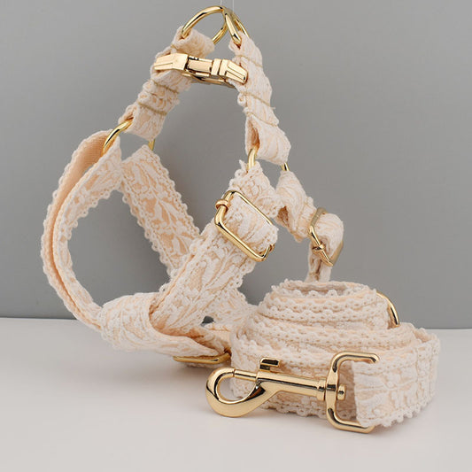Leaf Lace Strap Gold Buckle Pet Supplies