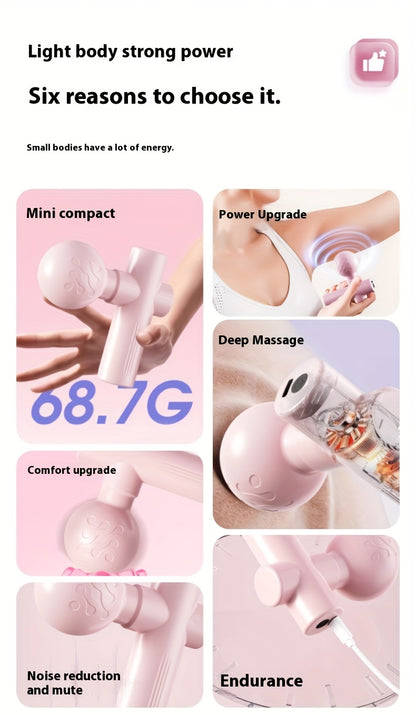 Mini Muscle Massage Gun Portable Deep Tissue Massager With 7mm Amplitude 4 Speed Quiet USB C For Athletes And Seniors