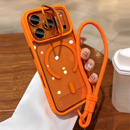 Phone Case: Phone Case Suitable for IPhone17pro Case Lanyard Camera Bracket Magnetic Case for iPhone 17 Pro Max 15 16 12 11 13 14 Plus Wrist Strap Hard Cover