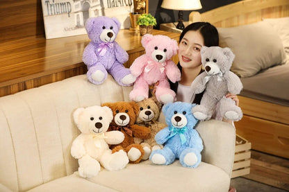 Cute Colorful Bow Tie Bear Doll Plush Toy Hug Bear Doll Children Birthday Gift Pillow Teddy bear Home Living Room Bedroom