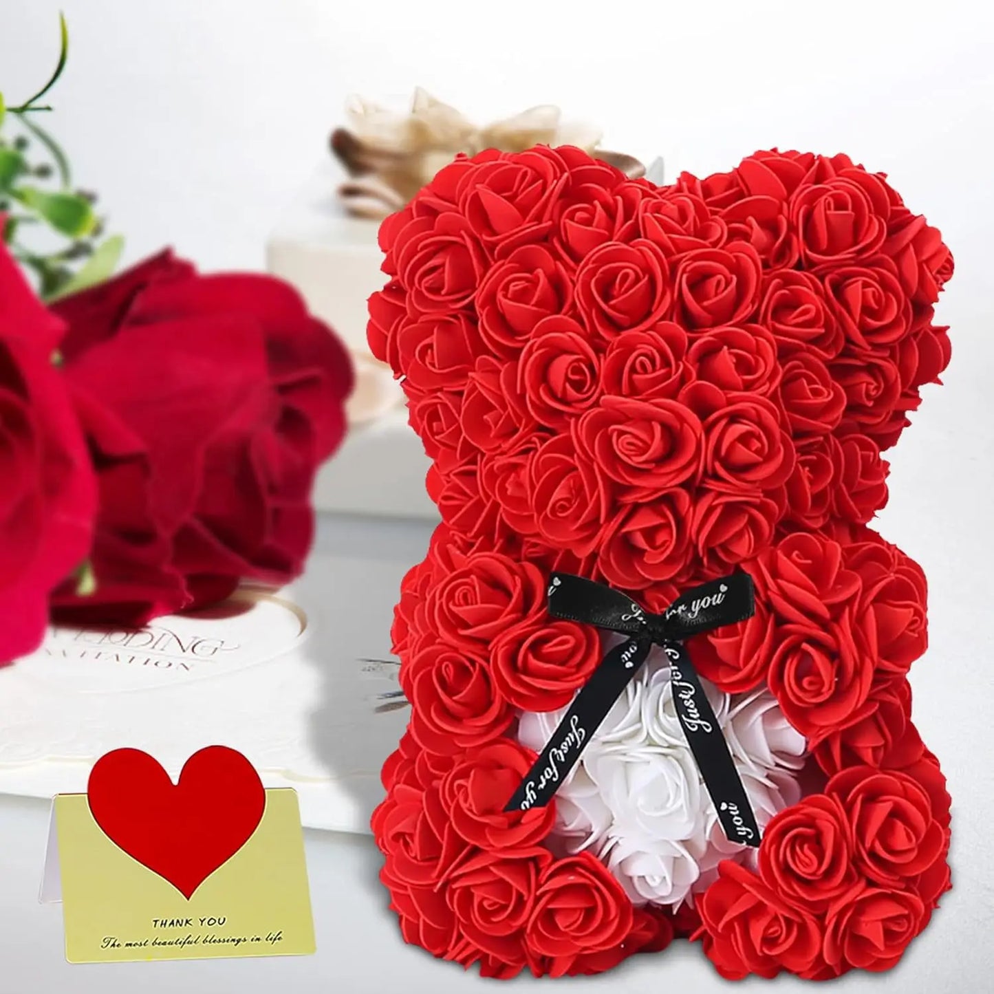 Choice Eternal Rose Bear For Mom Long Lasting Artificial Flower Gift And Home Decor