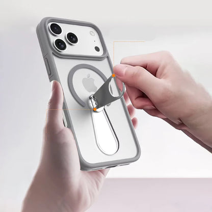 Premium MagSafe Wireless Charging Phone Case With 360 Degree Rotary Bracket Translucent Cover For iPhone Pro Max Series