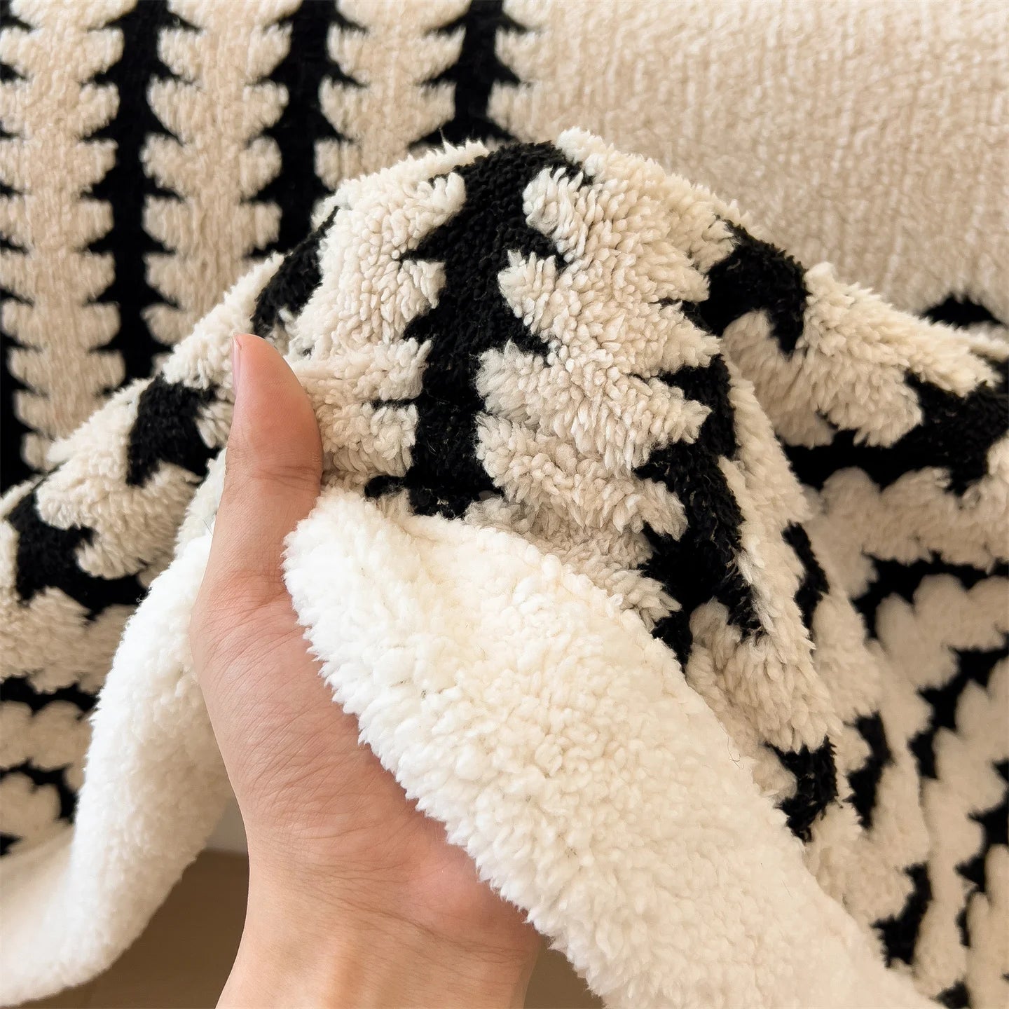 KDV Plush Blanket Ultra Soft Thick Fleece For Winter Warmth Geometric Striped Design For Sofa Bed And Bedroom For Adults