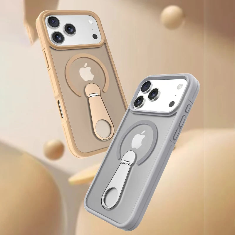 Premium MagSafe Wireless Charging Phone Case With 360 Degree Rotary Bracket Translucent Cover For iPhone Pro Max Series