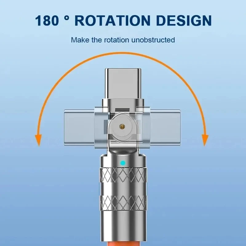 120W 7A fast charge USB C to Type-C cable 180 ° rotation liquid silicone cable for iPhone Xiaomi Redmi honor phone charger