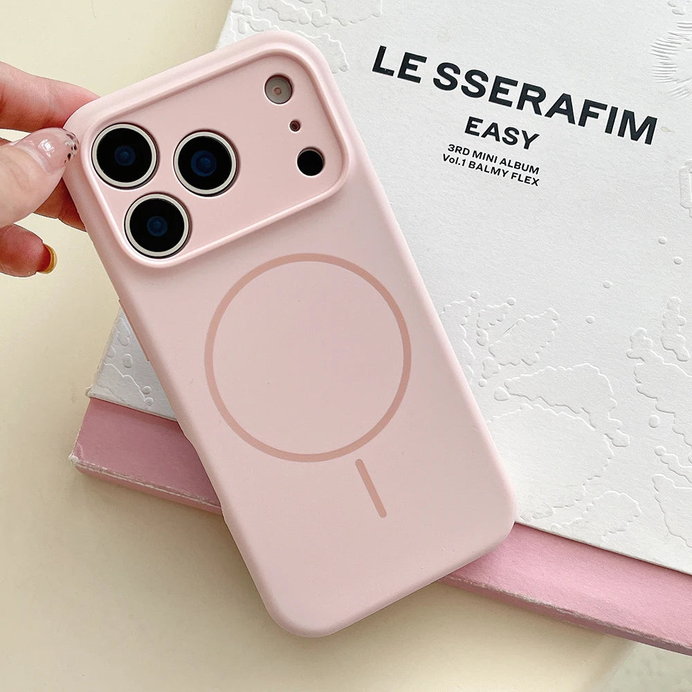 For Magsafe Magnetic Wireless Charging Luxury Solid Color Silicone Lens Protection Phone Case For iPhone17 Pro Max/17/17Pro Air