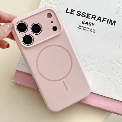 For Magsafe Magnetic Wireless Charging Luxury Solid Color Silicone Lens Protection Phone Case For iPhone17 Pro Max/17/17Pro Air