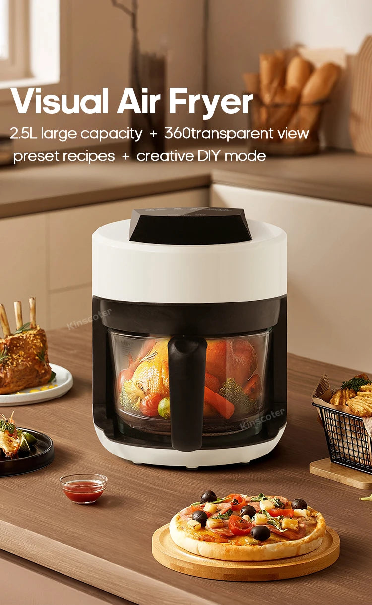 2.5L Air Fryer, Electric Hot fryer Oven Oilless Cooker with Touch Control & Nonstick Basket & Visible Window, Family Size