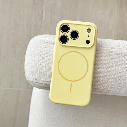 For Magsafe Magnetic Wireless Charging Luxury Solid Color Silicone Lens Protection Phone Case For iPhone17 Pro Max/17/17Pro Air
