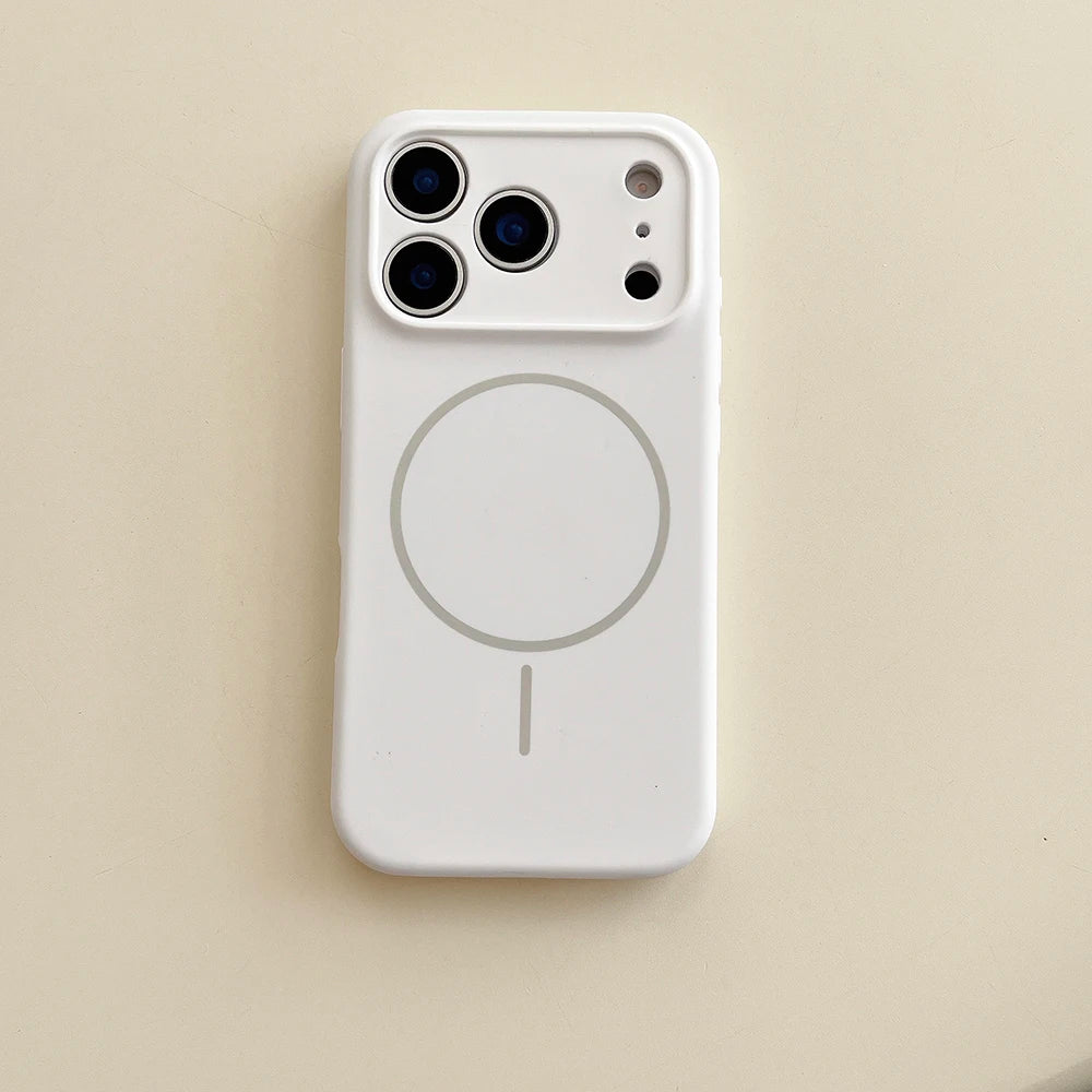 For Magsafe Magnetic Wireless Charging Luxury Solid Color Silicone Lens Protection Phone Case For iPhone17 Pro Max/17/17Pro Air