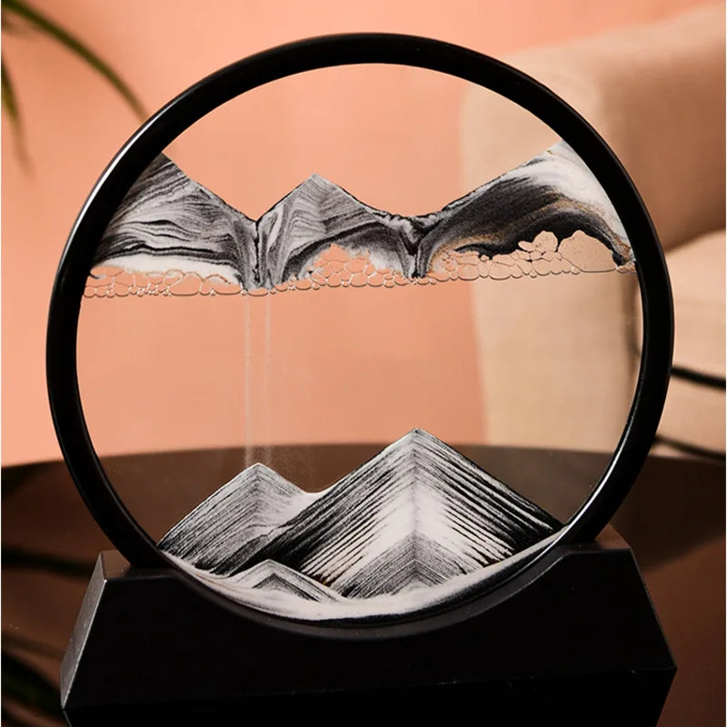 Nordic 3D Moving Sand Art Liquid Hourglass Ornament Mesmerizing Flowing Sand For Home Decor Enthusiasts Gift