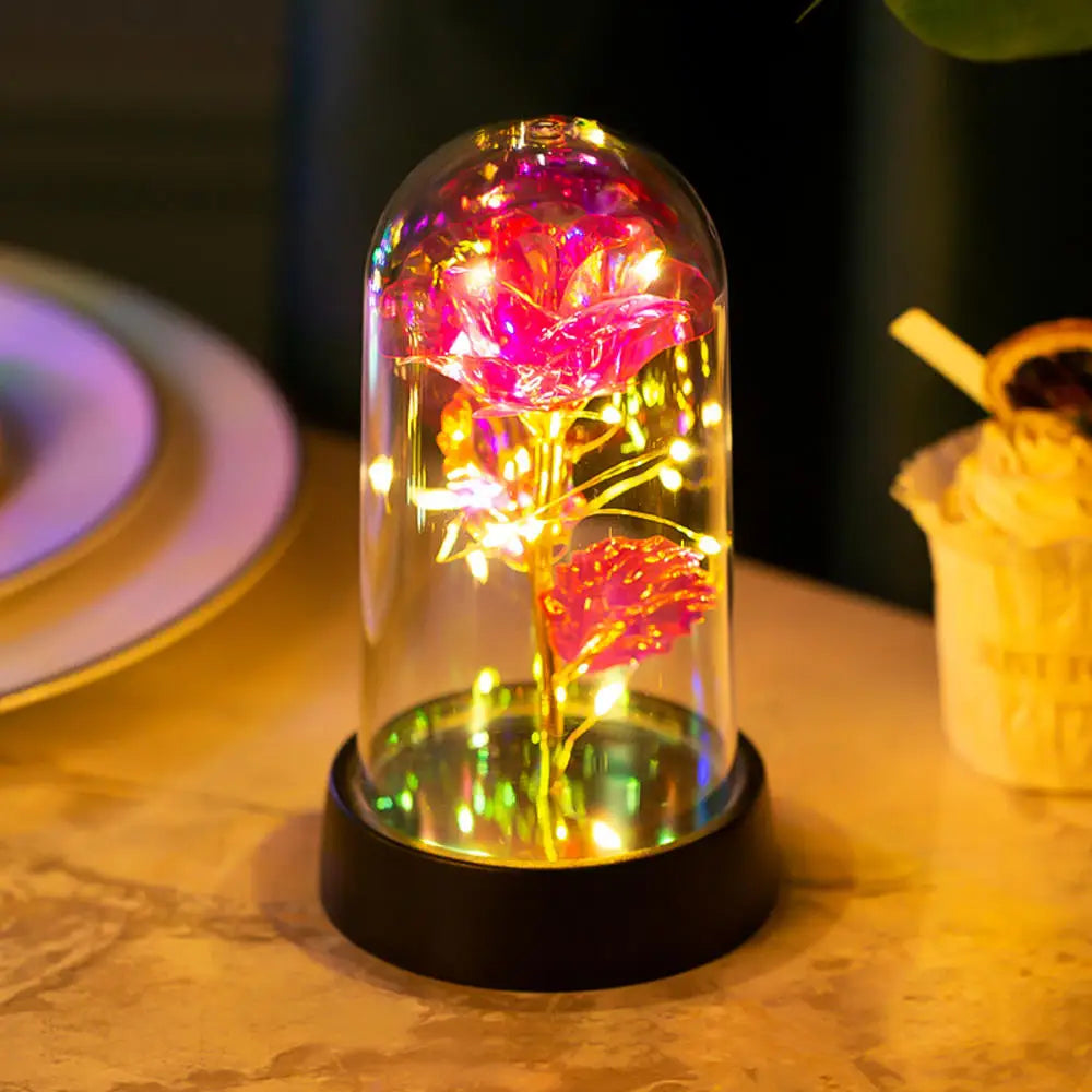 LED Galaxy Three Rose Artificial Flowers, Wedding Decoration, Creative Valentine'S Day and Mother'S Day Gift without Battery 1Pc