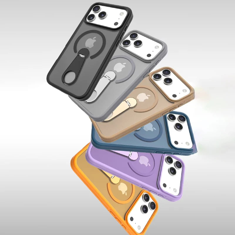 Premium MagSafe Wireless Charging Phone Case With 360 Degree Rotary Bracket Translucent Cover For iPhone Pro Max Series