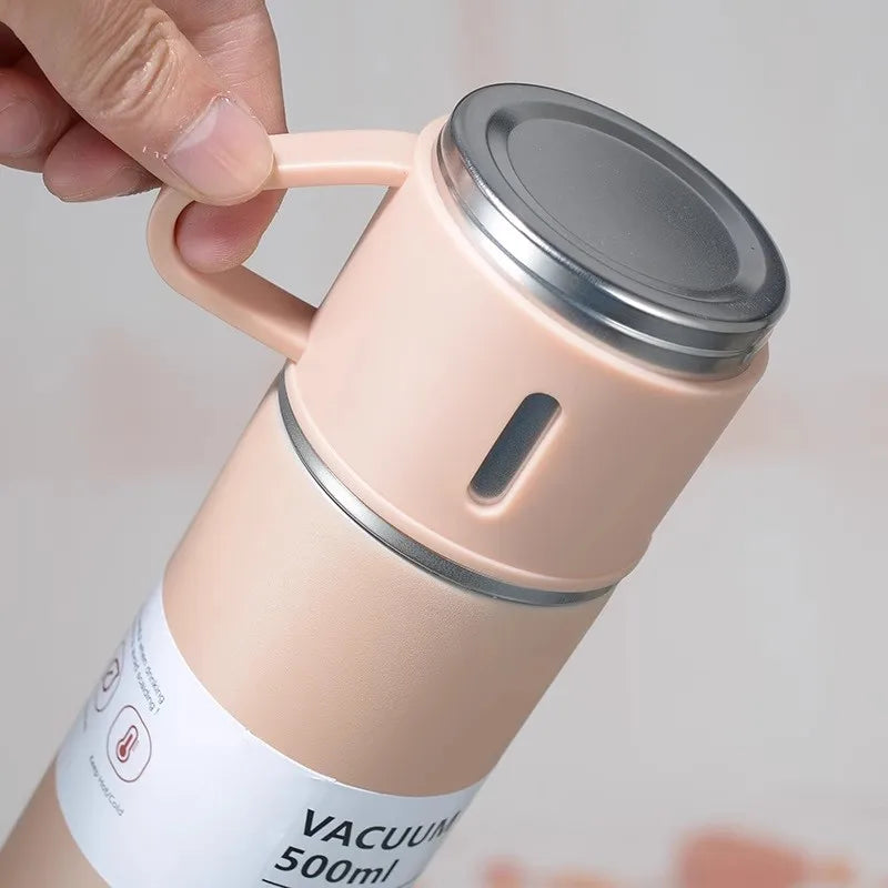 304 Stainless 500ml Steel Vacuum Insulated Water Bottle Portable Coffee Bottle Office Gift Set Business Style Travel Thermal Mug