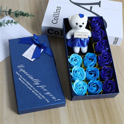 2026 Plush Bear Artificial Flower Gift Box Soap Rose Flowers 24K Gold Foil Rose Valentines Day Mother Day Gift Wedding Home Decor