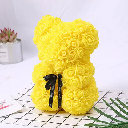 Teddy Rose Flower Bear with Box Romantic Valentines Day Gift Girlfriend Women Anniversary Wedding Party Supplies