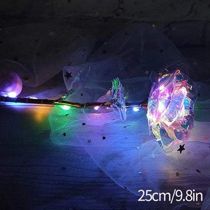 Eternal Flower Galaxy Rose Gifts Artificial Flowers in Transparent Dome Valentine's Day Gift Colorful Foil Rose Desktop Ornament