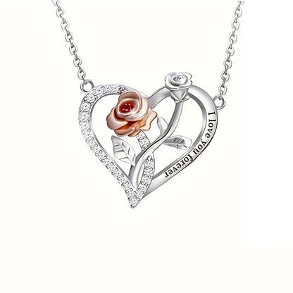 I Love You Forever Necklace With Cute Bear Rose Flower Gift Box For Girlfriend Birthday Romantic 2024 New Fashion Jewelry