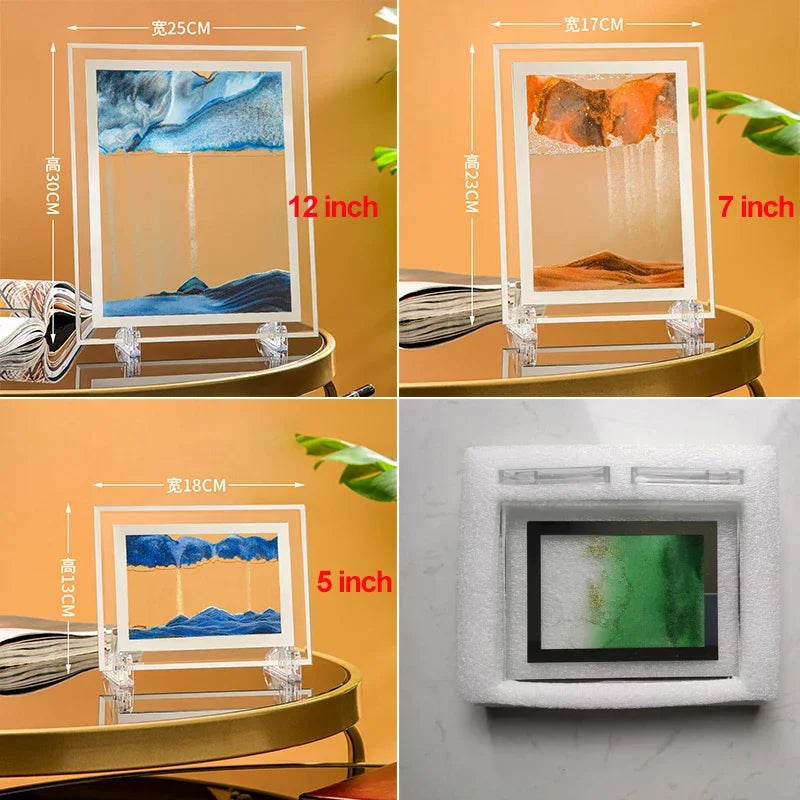 Nordic 3D Moving Sand Art Liquid Hourglass Ornament Mesmerizing Flowing Sand For Home Decor Enthusiasts Gift