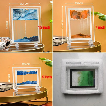 Nordic 3D Moving Sand Art Liquid Hourglass Ornament Mesmerizing Flowing Sand For Home Decor Enthusiasts Gift