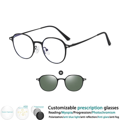 CCspace Round Polarized Clip On Glasses For Women Blue Light Blocking Lenses Customizable Prescription