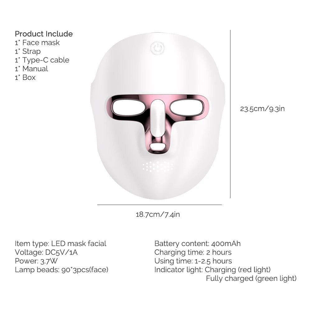 Wireless 7-Color LED Facial Mask – Skin Rejuvenation
