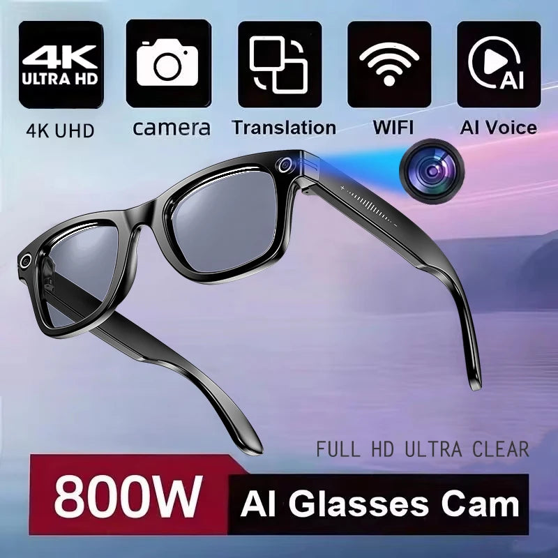 New 800W Camera AI Glasses Men Color-Changing Smart Translation Glasses Photo Video Recording Waterproof Call Smart Sunglasses