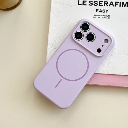 For Magsafe Magnetic Wireless Charging Luxury Solid Color Silicone Lens Protection Phone Case For iPhone17 Pro Max/17/17Pro Air