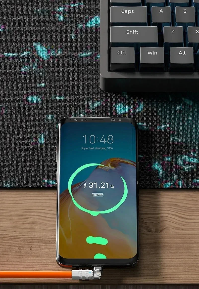 120W 7A fast charge USB C to Type-C cable 180 ° rotation liquid silicone cable for iPhone Xiaomi Redmi honor phone charger