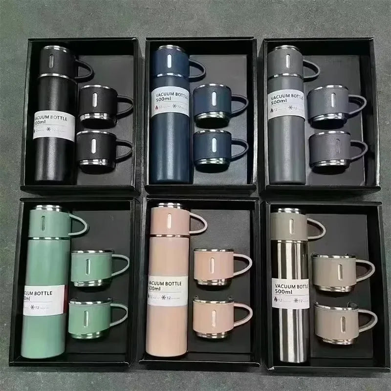 304 Stainless 500ml Steel Vacuum Insulated Water Bottle Portable Coffee Bottle Office Gift Set Business Style Travel Thermal Mug
