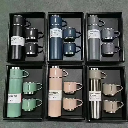 304 Stainless 500ml Steel Vacuum Insulated Water Bottle Portable Coffee Bottle Office Gift Set Business Style Travel Thermal Mug