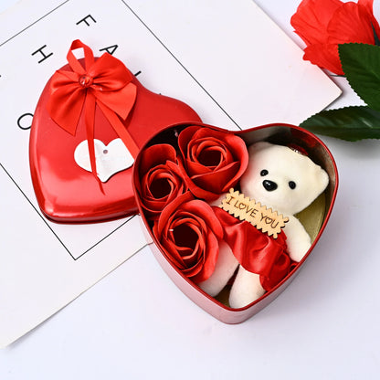 Bear Soap Rose Gift Box Valentines Day Flower Love Box Bears Bouquet Wedding Birthday Home Party Decoration