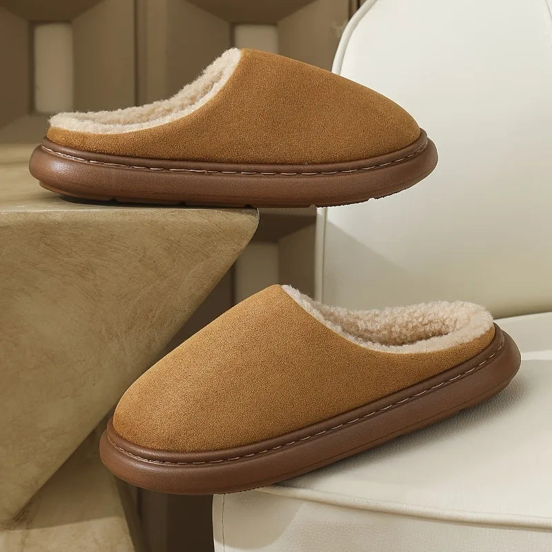 Warm Cotton Slippers For Women Plus Size And Men Indoor Anti Slip Thick Sole For Cozy Home