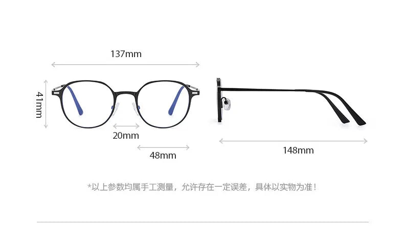 CCspace Round Polarized Clip On Glasses For Women Blue Light Blocking Lenses Customizable Prescription