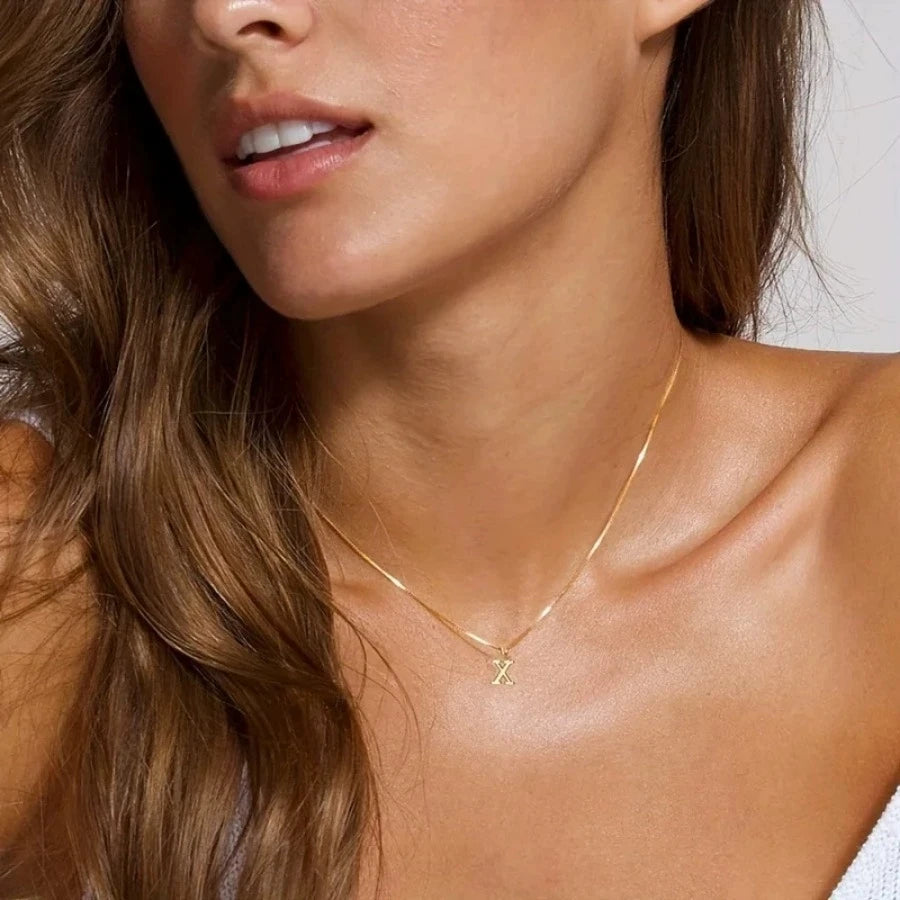 A-Z Initial Necklace 18K Gold Plated Necklace Cute Letter Stainless Steel Necklace for Women