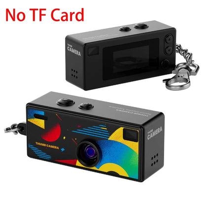 Mini Keychain Thumb Camera Retro Backpack CCD Digital Camera Thumb Camera with 1080P HD Video Recording Outdoor Sports Camera