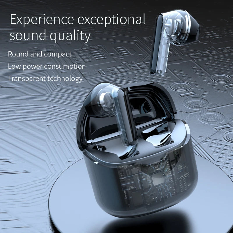LCKICOO J225 TWS Bluetooth Earphones With 3D Curved Transparent Case, Smart Touch, HD Audio For Music Lovers