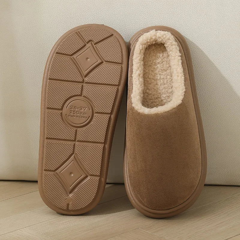 Warm Cotton Slippers For Women Plus Size And Men Indoor Anti Slip Thick Sole For Cozy Home