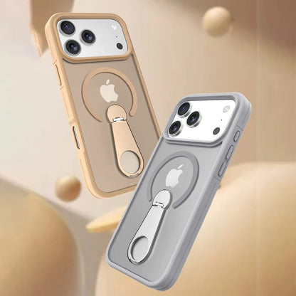 Premium MagSafe Wireless Charging Phone Case With 360 Degree Rotary Bracket Translucent Cover For iPhone Pro Max Series