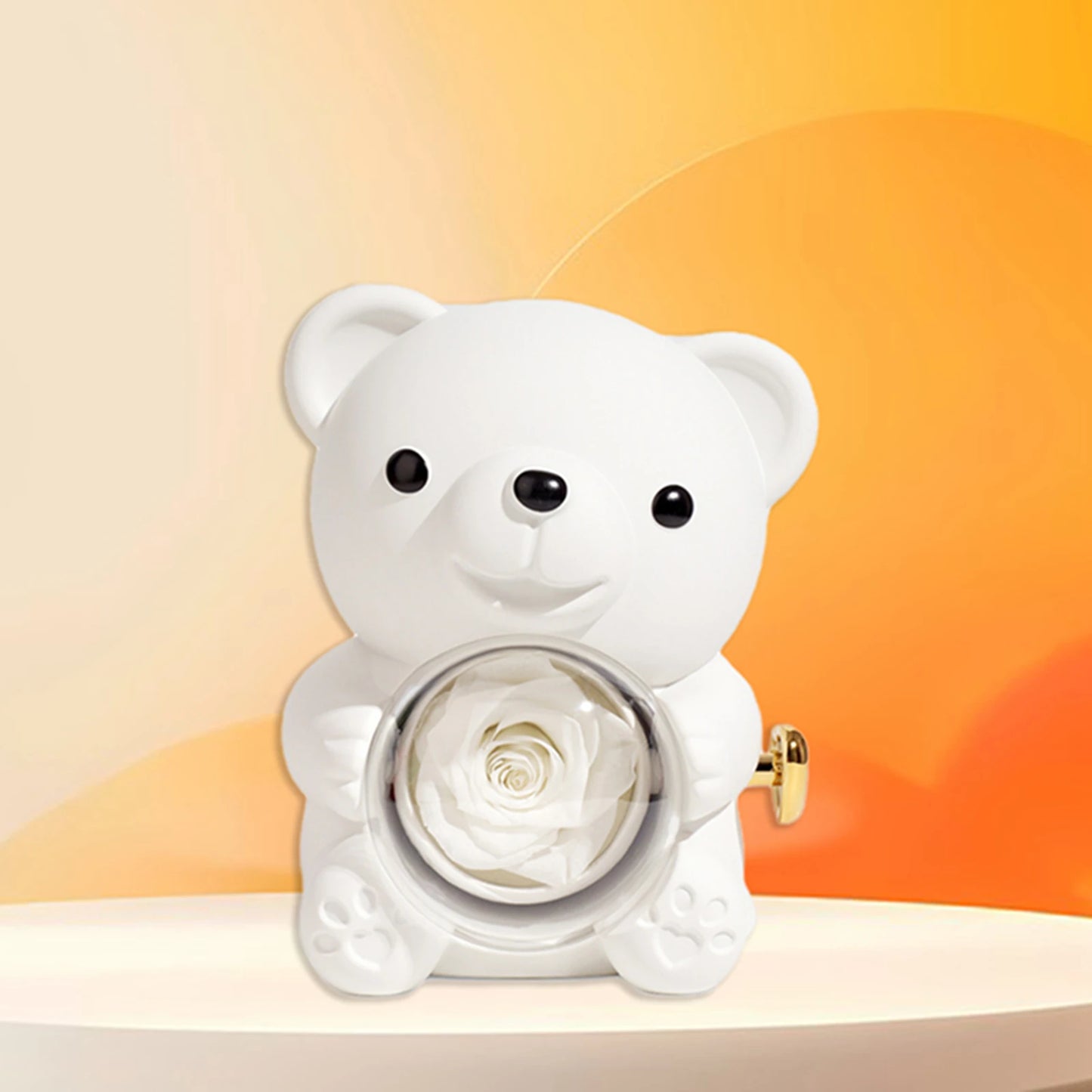 Preserved Rose Hug Bear with Preserved Flower Ring Necklace Organizer Gift Bear Shape Jewelry Box Valentine's Day Birthday Gift