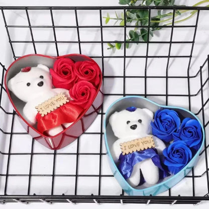 Valentines Day Rose Love Gift Box Bear Soap Romantic Mother Day Gift Wedding Birthday Flower Room Decoration Home Party Supplies