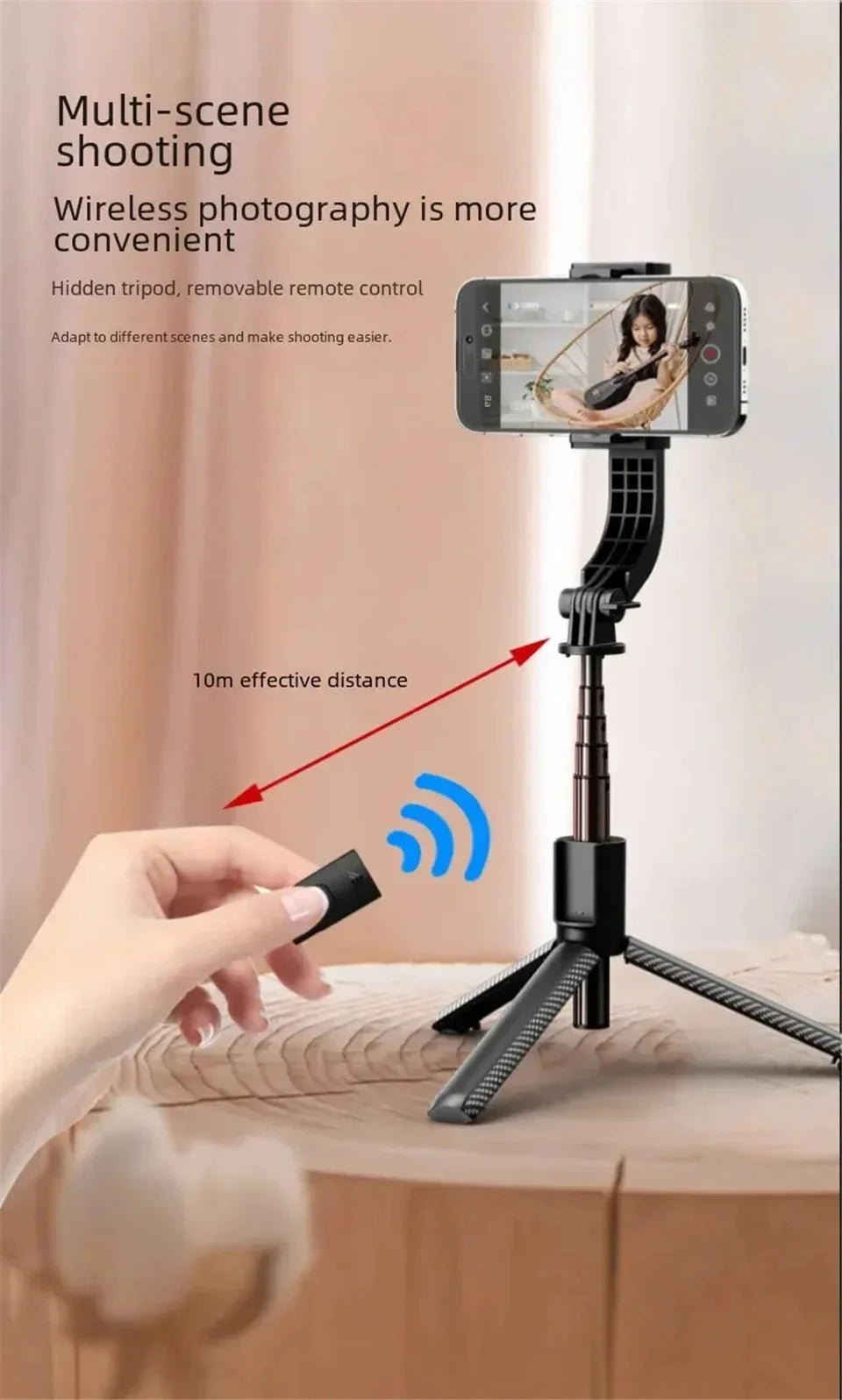 FGCLSY Bluetooth Handheld Gimbal Stabilizer Mobile Phone Selfie Stick Aluminum Alloy Adjustable Tripod for Smartphone Live