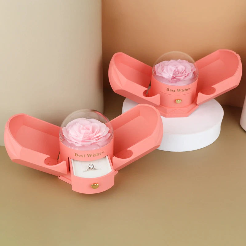 Surprise Flower Jewelry Box - Mysterious Unboxing with Rose Gold Dried Flowers & Hidden Love Drawer
