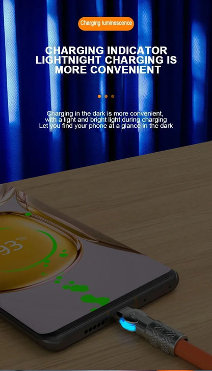 120W 7A fast charge USB C to Type-C cable 180 ° rotation liquid silicone cable for iPhone Xiaomi Redmi honor phone charger